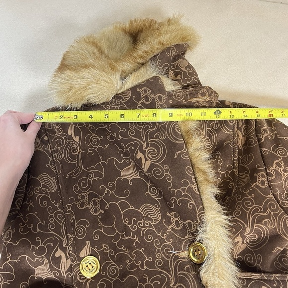Baby Phat Vintage Coat Jacket Brown Fur Womens Mob Wife Penny Lane Y2K - Picture 11 of 16
